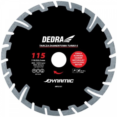 Przejdź do produktu Dedra TURBO S Dynamic tarcza diamentowa 230mm/22,2mm HP2136 