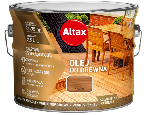 Przejdź do produktu ALTAX olej do drewna 2,5l kasztan