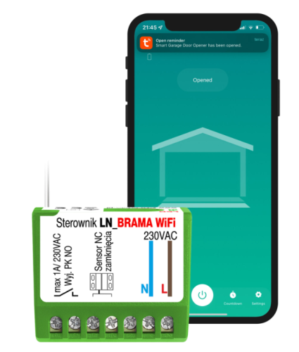 Przejdź do produktu Sterownik moduł WiFi do bram - tuya smart life kontaktron z magnesem 230V