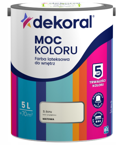 Przejdź do produktu Farba Dekoral Moc Koloru Ecru 5L lateksowa