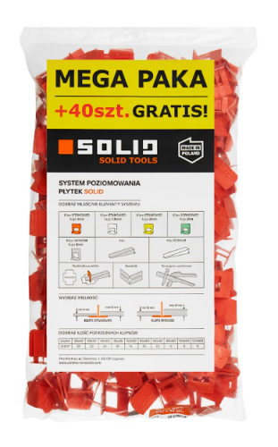 Przejdź do produktu SOLID SYSTEM POZIOMOWANIA KLIPSY WOREK 1MM
