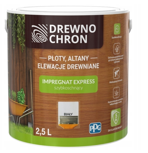 Przejdź do produktu PPG drewnochron Express biały 2,5l