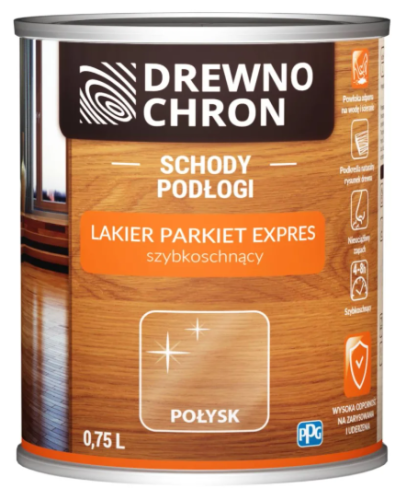 Przejdź do produktu Drewnochron lakier Express parkiet połysk 0,75l