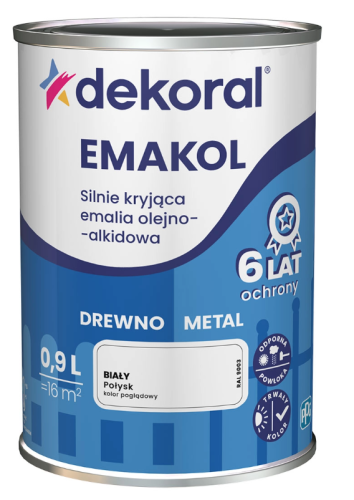 Przejdź do produktu DEKORAL Emakol biały połysk 0,9l