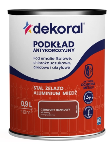 Przejdź do produktu DEKORAL podkład antykorozyjny Unikor czerwony tlenowy 10l