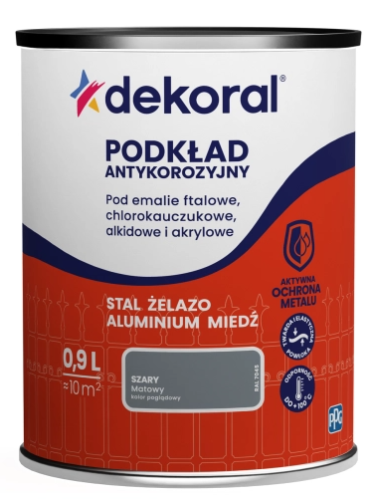 Przejdź do produktu DEKORAL podkład antykorozyjny Unikor szary 0,9l