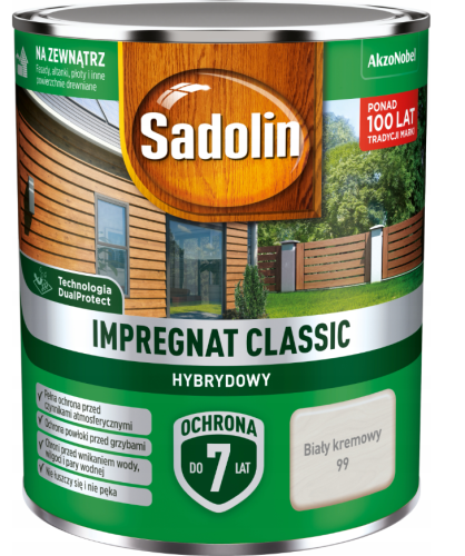 Przejdź do produktu SADOLIN impregnat CLASSIC biały kremowy 4,5l