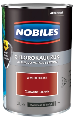 Przejdź do produktu NOBILES emalia chlorokauczuk 0,9l czerwona ciemna