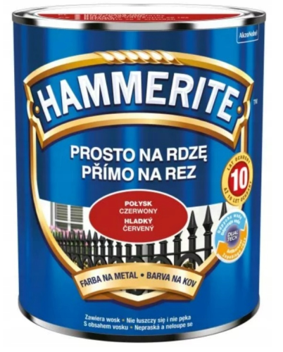 Przejdź do produktu HAMMERITE farba czerwona połysk 0,7l