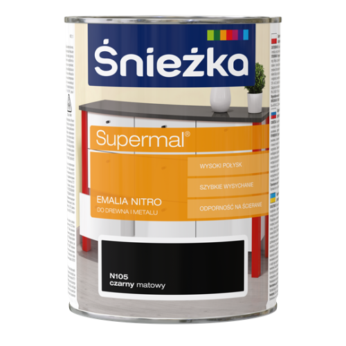 Przejdź do produktu ŚNIEŻKA EMALIA SUPERMAL NITRO CZARNY MATOWY 0,8L