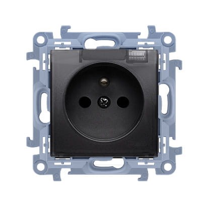 Przejdź do produktu SIMON 10 Czarny mat gniazdo pojedyncze z klapką dymną