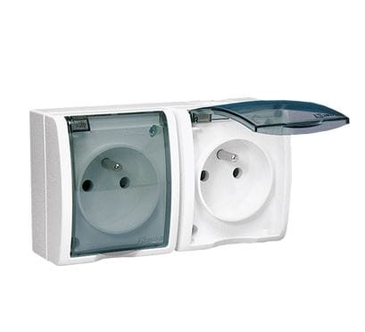 Przejdź do produktu SIMON Aquarius biały gniazdo podwójne z klapką