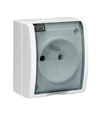 Przejdź do produktu SIMON Aquarius biały gniazdo pojedyncze z klapką dymną