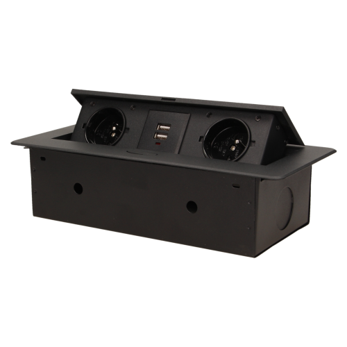 Przejdź do produktu ORNO Gniazdo meblowe wpuszczane w blat w blat 2xUSB czarne