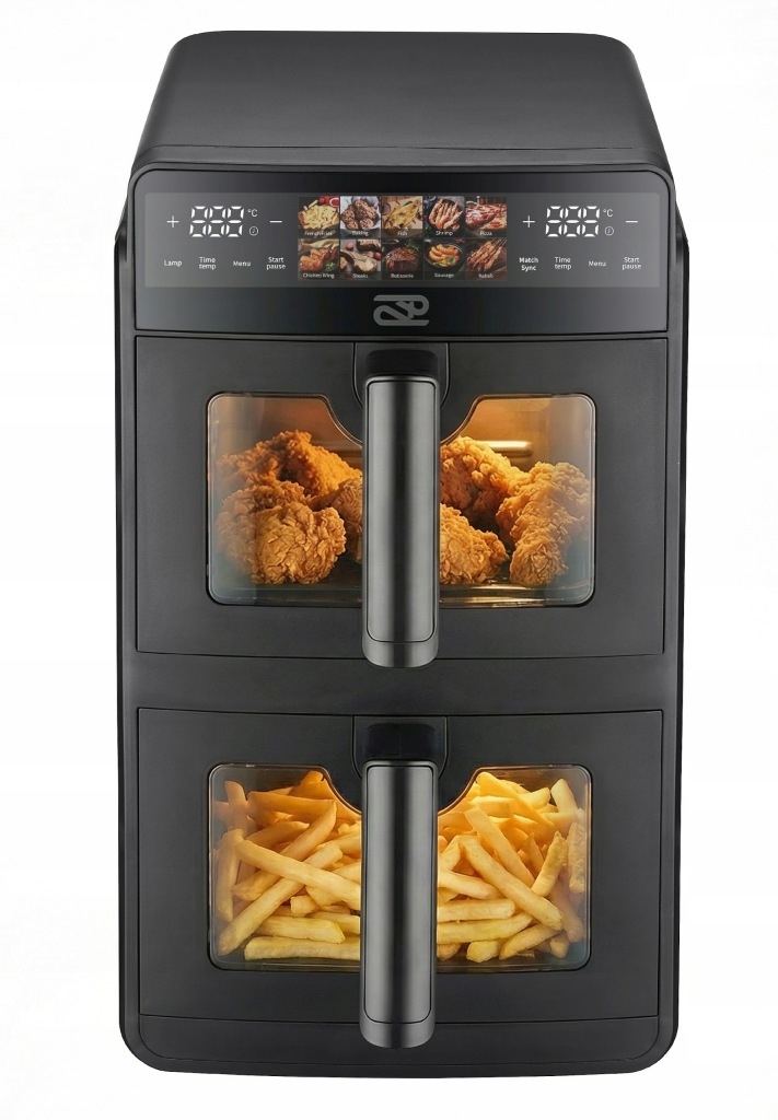 FRYTKOWNICA-BEZTLUSZCZOWA-AIR-FRYER-PROMIS-PODWOJNA-10L-DWUKOMOROWA-PIONOWA-Kod-producenta-IK1560